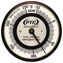 PTC Instruments - -50 to 250°F, 2 Inch Dial Diameter, Pipe Surface Clip On Thermometer - 2° Division Graduation - Exact Tooling