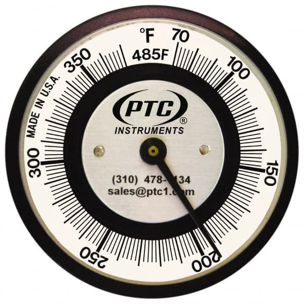 PTC Instruments - 70 to 370°F, 2 Inch Dial Diameter, Pipe Surface Clip On Thermometer - 2° Division Graduation - Exact Tooling
