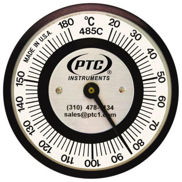 PTC Instruments - 20 to 185°C, 2 Inch Dial Diameter, Pipe Surface Clip On Thermometer - 1° Division Graduation - Exact Tooling