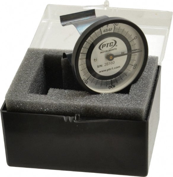 PTC Instruments - -50 to 250°F, 2 Inch Dial Diameter, Pipe Surface Clip On Thermometer - 2° Division Graduation - Exact Tooling