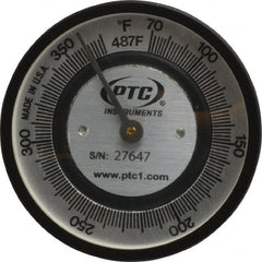 PTC Instruments - 70 to 370°F, 2 Inch Dial Diameter, Pipe Surface Spring Held Thermometer - 2° Division Graduation - Exact Tooling