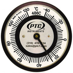 PTC Instruments - -40 to 120°C, 2 Inch Dial Diameter, Pipe Surface Spring Held Thermometer - 2° Division Graduation - Exact Tooling