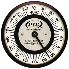 PTC Instruments - 20 to 180°C, 2 Inch Dial Diameter, Pipe Surface Spring Held Thermometer - 2° Division Graduation - Exact Tooling