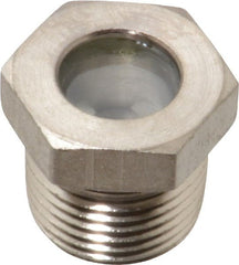 LDI Industries - 7/16" Sight Diam, 3/8" Thread, 0.72" OAL, High Pressure Fused Pipe Thread with Reflector Sight Glass & Flow Sight - 3/4" Head, 1,850 Max psi, 3/8-18 Thread - Exact Tooling