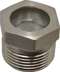 LDI Industries - 3/4" Sight Diam, 3/4" Thread, 0.94" OAL, High Pressure Fused Pipe Thread with Reflector Sight Glass & Flow Sight - 1-1/16" Head, 1,500 Max psi, 3/4-14 Thread - Exact Tooling