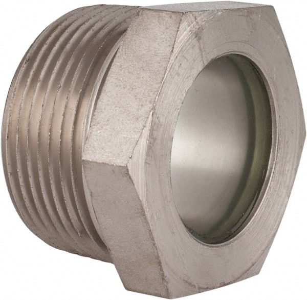 LDI Industries - 1-3/16" Sight Diam, 1-1/4" Thread, 1.22" OAL, High Pressure Fused Pipe Thread, Open View Sight Glass & Flow Sight - 1-3/4" Head, 1,000 Max psi, 1-1/4 to 11-1/2 Thread - Exact Tooling