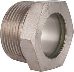 LDI Industries - 1-3/16" Sight Diam, 1-1/4" Thread, 1.22" OAL, High Pressure Fused Pipe Thread, Open View Sight Glass & Flow Sight - 1-3/4" Head, 1,000 Max psi, 1-1/4 to 11-1/2 Thread - Exact Tooling