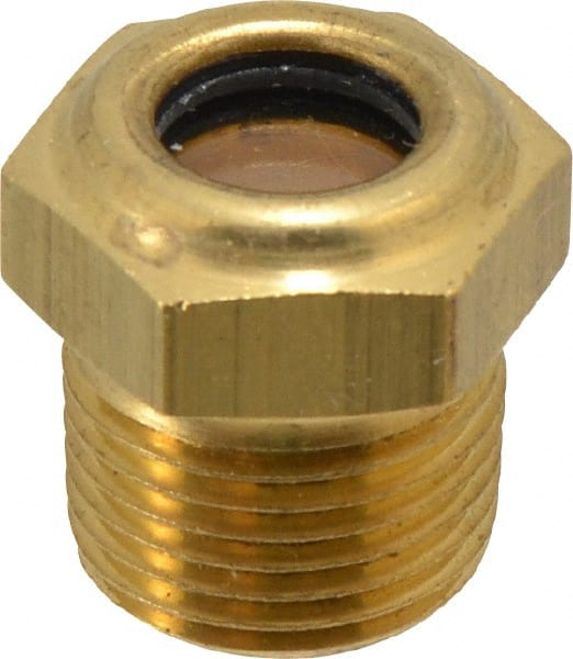 LDI Industries - 7/16" Sight Diam, 3/8" Thread, 0.88" OAL, Low Pressure Pipe Thread Lube Sight, Open View Sight Glass & Flow Sight - 3/4" Head, 30 Max psi, 3/8-18 Thread - Exact Tooling