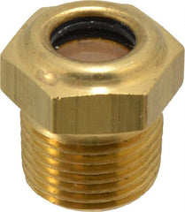 LDI Industries - 7/16" Sight Diam, 3/8" Thread, 0.88" OAL, Low Pressure Pipe Thread Lube Sight, Open View Sight Glass & Flow Sight - 3/4" Head, 30 Max psi, 3/8-18 Thread - Exact Tooling