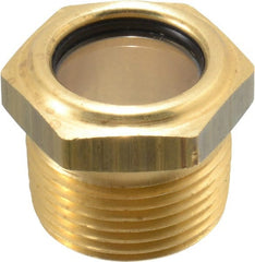 LDI Industries - 3/4" Sight Diam, 3/4" Thread, 1" OAL, Low Pressure Pipe Thread Lube Sight, Open View Sight Glass & Flow Sight - 1-1/8" Head, 10 Max psi, 3/4-14 Thread - Exact Tooling