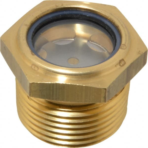 LDI Industries - 31/32" Sight Diam, 1" Thread, 1.19" OAL, Low Pressure Pipe Thread Lube Sight with Reflector Sight Glass & Flow Sight - 1-7/16" Head, 7 Max psi, 1 to 11-1/2 Thread - Exact Tooling