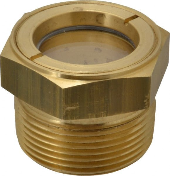 LDI Industries - 1-1/8" Sight Diam, 1-1/4" Thread, 1.44" OAL, Low Pressure Pipe Thread Lube Sight, Open View Sight Glass & Flow Sight - 1-3/4" Head, 5 Max psi, 1-1/4 to 11-1/2 Thread - Exact Tooling