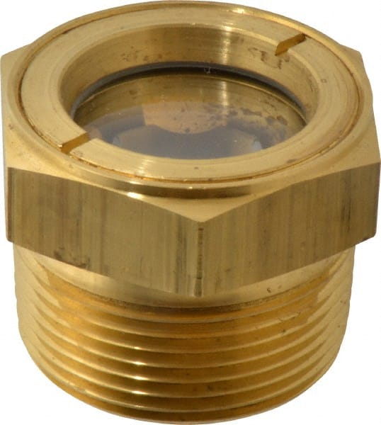 LDI Industries - 1-1/8" Sight Diam, 1-1/4" Thread, 1.44" OAL, Low Pressure Pipe Thread Lube Sight with Reflector Sight Glass & Flow Sight - 1-3/4" Head, 5 Max psi, 1-1/4 to 11-1/2 Thread - Exact Tooling