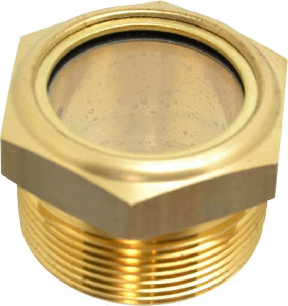 LDI Industries - 1-3/8" Sight Diam, 1-1/2" Thread, 1-1/2" OAL, Low Pressure Pipe Thread Lube Sight, Open View Sight Glass & Flow Sight - 2" Head, 2 Max psi, 1-1/2 to 11-1/2 Thread - Exact Tooling