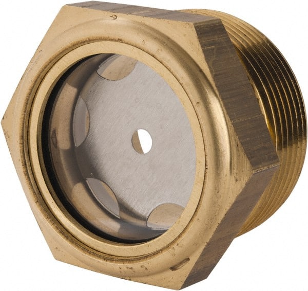 LDI Industries - 1-3/8" Sight Diam, 1-1/2" Thread, 1-1/2" OAL, Low Pressure Pipe Thread Lube Sight with Reflector Sight Glass & Flow Sight - 2" Head, 2 Max psi, 1-1/2 to 11-1/2 Thread - Exact Tooling