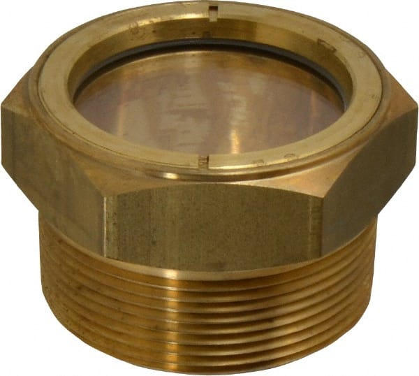 LDI Industries - 1-7/8" Sight Diam, 2" Thread, 1.69" OAL, Low Pressure Pipe Thread Lube Sight, Open View Sight Glass & Flow Sight - 2-1/2" Head, 2 Max psi, 2 to 11-1/2 Thread - Exact Tooling