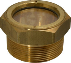 LDI Industries - 1-7/8" Sight Diam, 2" Thread, 1.69" OAL, Low Pressure Pipe Thread Lube Sight, Open View Sight Glass & Flow Sight - 2-1/2" Head, 2 Max psi, 2 to 11-1/2 Thread - Exact Tooling