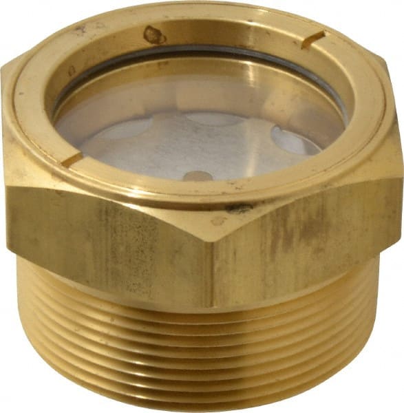 LDI Industries - 1-7/8" Sight Diam, 2" Thread, 1.69" OAL, Low Pressure Pipe Thread Lube Sight with Reflector Sight Glass & Flow Sight - 2-1/2" Head, 2 Max psi, 2 to 11-1/2 Thread - Exact Tooling
