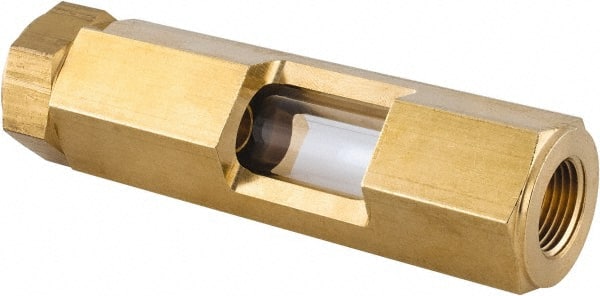 LDI Industries - 3/8" Thread, 4-1/4" OAL, Inline Sight Glass & Flow Sight - 435 Max psi, 3/8-18 Thread - Exact Tooling