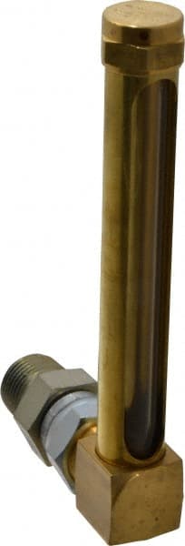 LDI Industries - 4-1/4 Inch Long Sight, 1/2 Inch Thread Size, Buna-N Seal Union Coupling, Vented Oil-Level Indicators and Gauge - 5-7/16 Inch Length to Center of Base - Exact Tooling