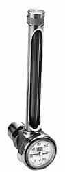 LDI Industries - 4-1/4 Inch Long Sight, 1/2 Inch Thread Size, Buna-N Seal Elbow With 1-3/8 Inch Dial Thermometer, Vented Oil-Level Indicators and Gauge - 5-3/4 Inch Length to Center of Base - Exact Tooling