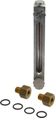 LDI Industries - 1/4-18 Thread, 4-1/2 Inch Sight Length, 290 Max psi, Closed Circuit Liquid Level Sight Gauge with Pipe Adapter - 6 Inch Length to Center of Base, 7-5/8 Inch Overall Length, Buna-N Seal - Exact Tooling