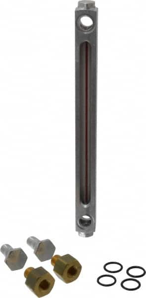 LDI Industries - 1/2-18 Thread, 7-1/2 Inch Sight Length, 290 Max psi, Closed Circuit Liquid Level Sight Gauge with Pipe Adapter - 9 Inch Length to Center of Base, 10-5/8 Inch Overall Length, Buna-N Seal - Exact Tooling