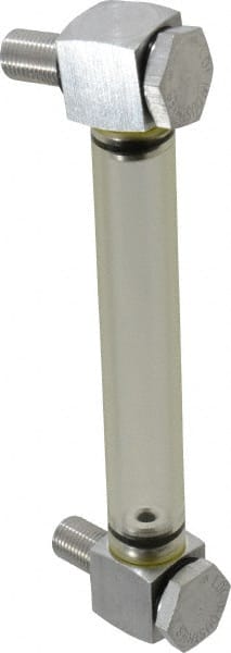 LDI Industries - 1/2-20 Thread, 4-9/32 Inch Sight Length, 125 Max psi, Closed Circuit Liquid Level Rigid Plastic Sight Gauge - 6 Inch Length to Center of Base, Buna-N Seal, 70° Working Temp, 225°F Max - Exact Tooling