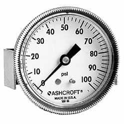 Ashcroft - 3-1/2" Dial, 1/4 Thread, 0-15 Scale Range, Pressure Gauge - Center Back Connection Mount - Exact Tooling
