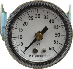 Ashcroft - 1-1/2" Dial, 1/8 Thread, 0-60 Scale Range, Pressure Gauge - Center Back Connection Mount - Exact Tooling