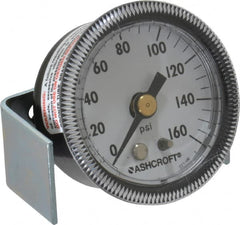 Ashcroft - 1-1/2" Dial, 1/8 Thread, 0-160 Scale Range, Pressure Gauge - Center Back Connection Mount - Exact Tooling