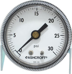 Ashcroft - 2" Dial, 1/4 Thread, 0-30 Scale Range, Pressure Gauge - Center Back Connection Mount - Exact Tooling