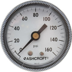 Ashcroft - 2" Dial, 1/4 Thread, 0-160 Scale Range, Pressure Gauge - Center Back Connection Mount - Exact Tooling