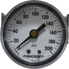 Ashcroft - 2" Dial, 1/4 Thread, 0-200 Scale Range, Pressure Gauge - Center Back Connection Mount - Exact Tooling