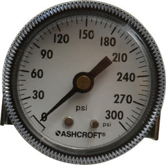 Ashcroft - 2" Dial, 1/4 Thread, 0-300 Scale Range, Pressure Gauge - Center Back Connection Mount - Exact Tooling