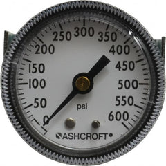 Ashcroft - 2" Dial, 1/4 Thread, 0-600 Scale Range, Pressure Gauge - Center Back Connection Mount - Exact Tooling