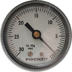 Ashcroft - 2" Dial, 1/4 Thread, 30-0 Scale Range, Pressure Gauge - Center Back Connection Mount - Exact Tooling