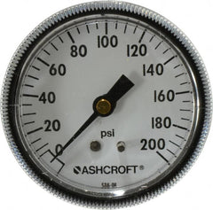 Ashcroft - 2-1/2" Dial, 1/4 Thread, 0-200 Scale Range, Pressure Gauge - Center Back Connection Mount - Exact Tooling