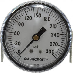 Ashcroft - 2-1/2" Dial, 1/4 Thread, 0-300 Scale Range, Pressure Gauge - Center Back Connection Mount - Exact Tooling