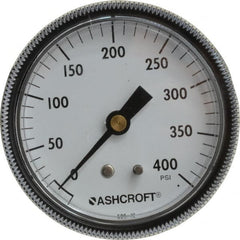 Ashcroft - 2-1/2" Dial, 1/4 Thread, 0-400 Scale Range, Pressure Gauge - Center Back Connection Mount - Exact Tooling
