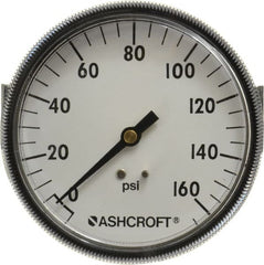 Ashcroft - 3-1/2" Dial, 1/4 Thread, 0-160 Scale Range, Pressure Gauge - Center Back Connection Mount - Exact Tooling