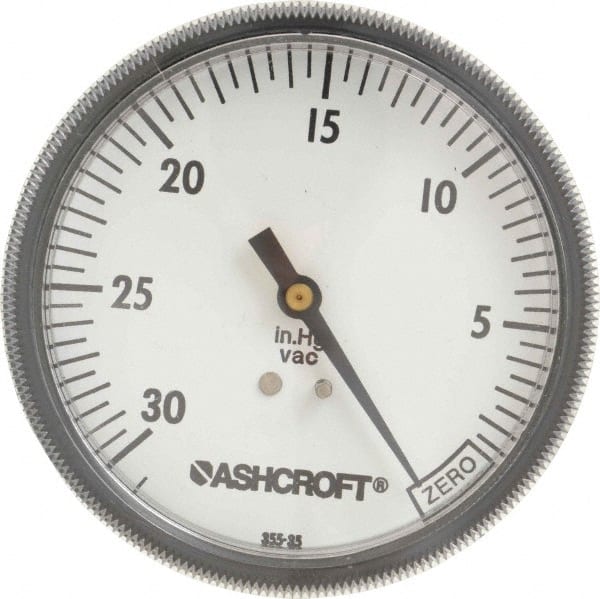 Ashcroft - 3-1/2" Dial, 1/4 Thread, 30-0 Scale Range, Pressure Gauge - Center Back Connection Mount - Exact Tooling