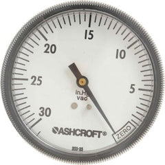 Ashcroft - 3-1/2" Dial, 1/4 Thread, 30-0 Scale Range, Pressure Gauge - Center Back Connection Mount - Exact Tooling