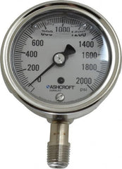 Ashcroft - 2-1/2" Dial, 1/4 Thread, 0-2,000 Scale Range, Pressure Gauge - Lower Connection Mount, Accurate to 1% of Scale - Exact Tooling