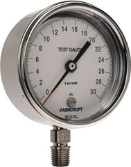 Ashcroft - 3" Dial, 1/4 Thread, 0-30 Scale Range, Pressure Gauge - Lower Connection Mount, Accurate to 0.5% of Scale - Exact Tooling