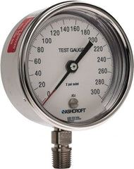Ashcroft - 3" Dial, 1/4 Thread, 0-300 Scale Range, Pressure Gauge - Lower Connection Mount, Accurate to 0.5% of Scale - Exact Tooling