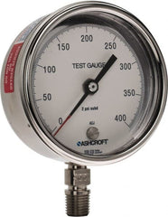 Ashcroft - 3" Dial, 1/4 Thread, 0-400 Scale Range, Pressure Gauge - Lower Connection Mount, Accurate to 0.5% of Scale - Exact Tooling
