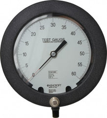 Ashcroft - 6" Dial, 1/4 Thread, 0-60 Scale Range, Pressure Gauge - Lower Connection Mount, Accurate to 0.25% of Scale - Exact Tooling