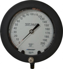 Ashcroft - 6" Dial, 1/4 Thread, 0-200 Scale Range, Pressure Gauge - Lower Connection Mount, Accurate to 0.25% of Scale - Exact Tooling
