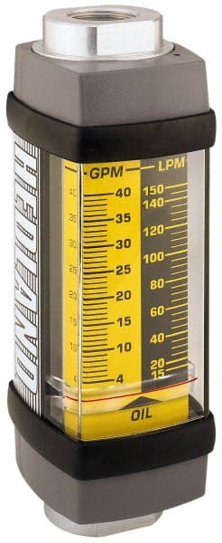 Hedland - 1/2" SAE Port Oil & Petroleum-Based Liquid Flowmeter - 3000 Max psi, 0.5 to 5 GPM, Anodized Aluminum - Exact Tooling